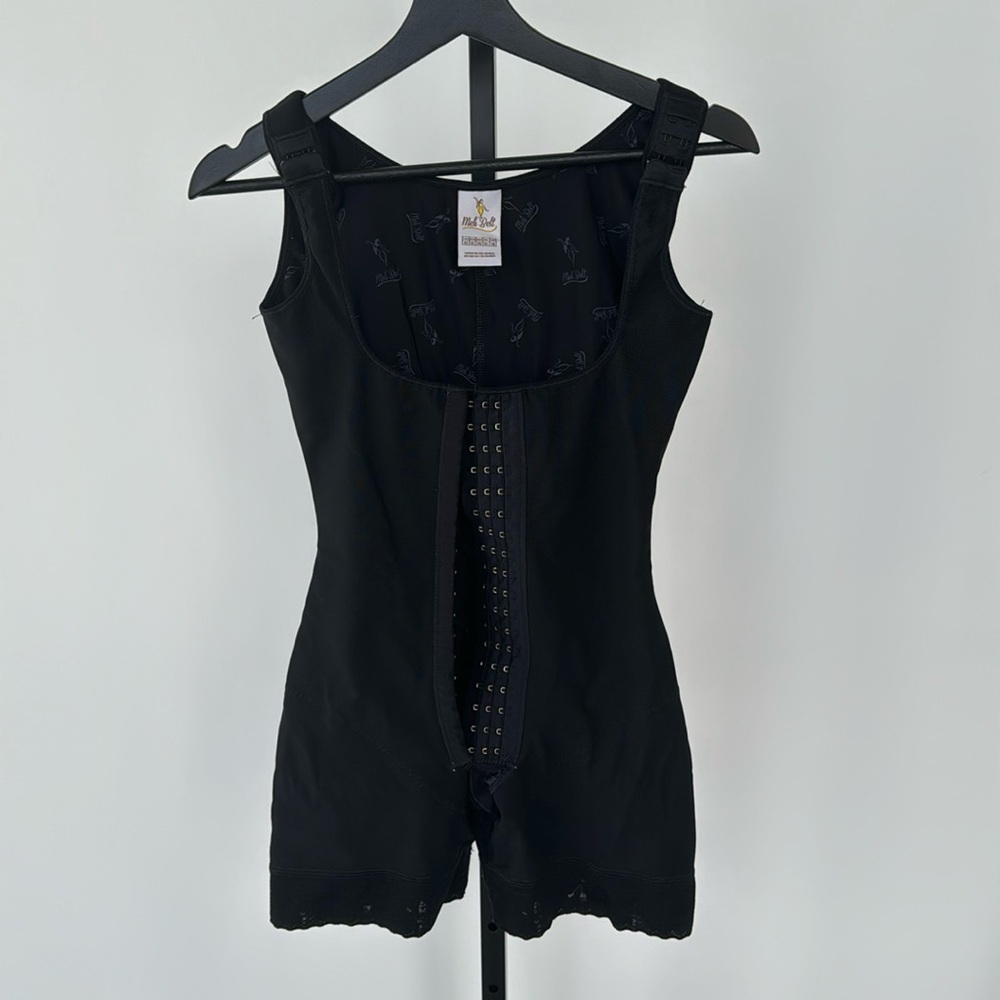 Women’s Black Full-Body Shapewear Bodysuit with Front Hook Closure